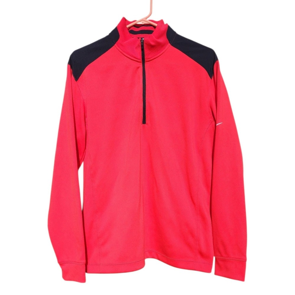Nike Golf Tour Performance Dri-FIT 1/4 Zip Pullover Red Black Mens Medium